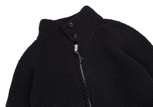 Yohji Yamamoto POUR HOMME Logo Fringe Knit Blouson Black 3 | PLAYFUL