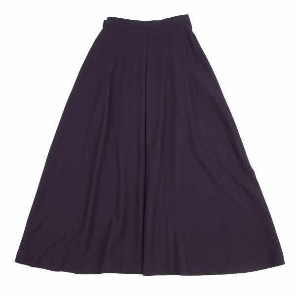 ISSEY MIYAKE PERMANENTE Wool Gabardine Flare Skirt Navy M | PLAYFUL