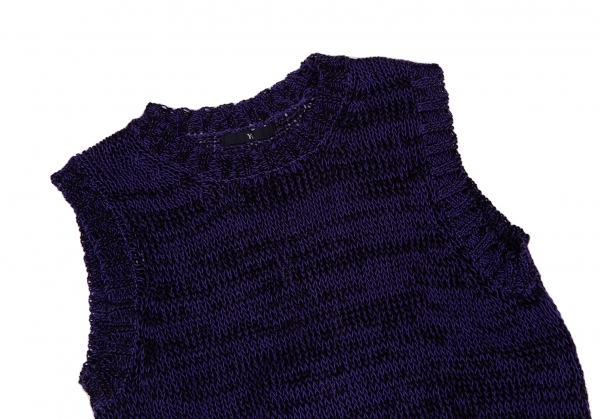 Y's Melange Knit Vest (Jumper) Purple,Black XS-S | PLAYFUL