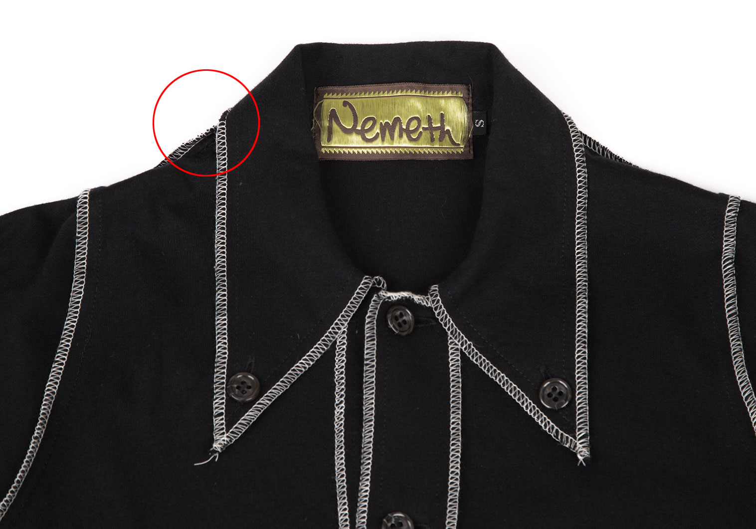ネメスNemeth ボタンダウンインサイドアウトコットンシャツ 黒S