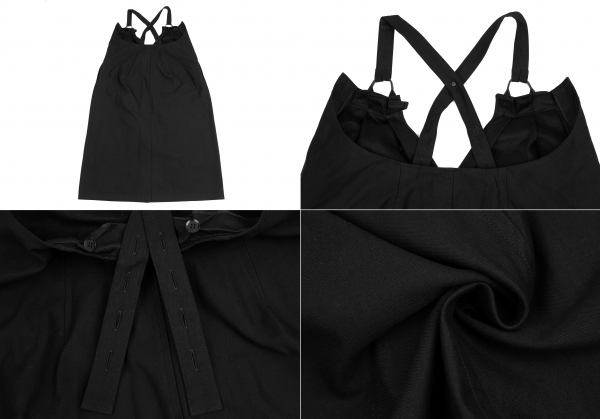 Yohji Yamamoto FEMME Rubber Paint Suspender Dress Coat Black 1