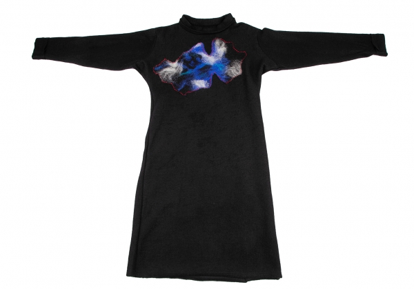 Yohji Yamamoto FEMME Needle Punch Embroidery Dress Black 2 | PLAYFUL
