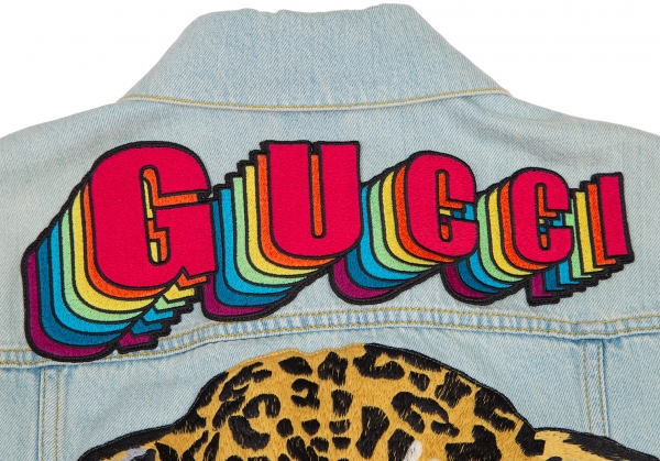Gucci Leopard Face Embroidery Patch Denim Jacket