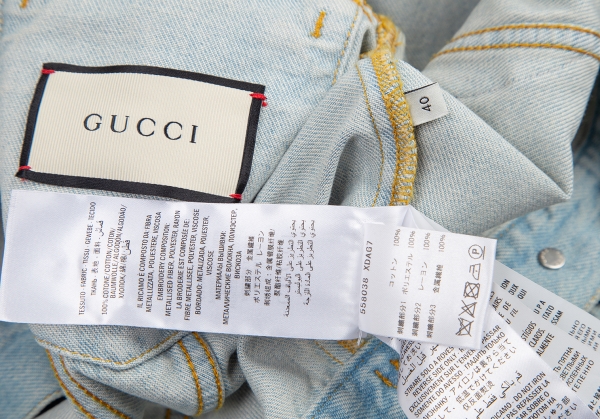 Gucci faux-shearling collar denim jacket, Blue