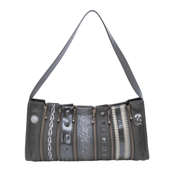 Jean-Paul GAULTIER Zip Reshuffling Design Shoulder Bag Black | PLAYFUL