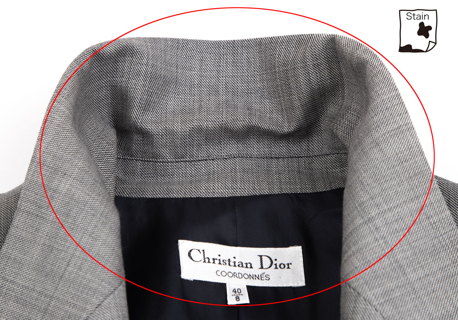 Christian Dior シルク混 ノーカラージャケット ワンボタン L