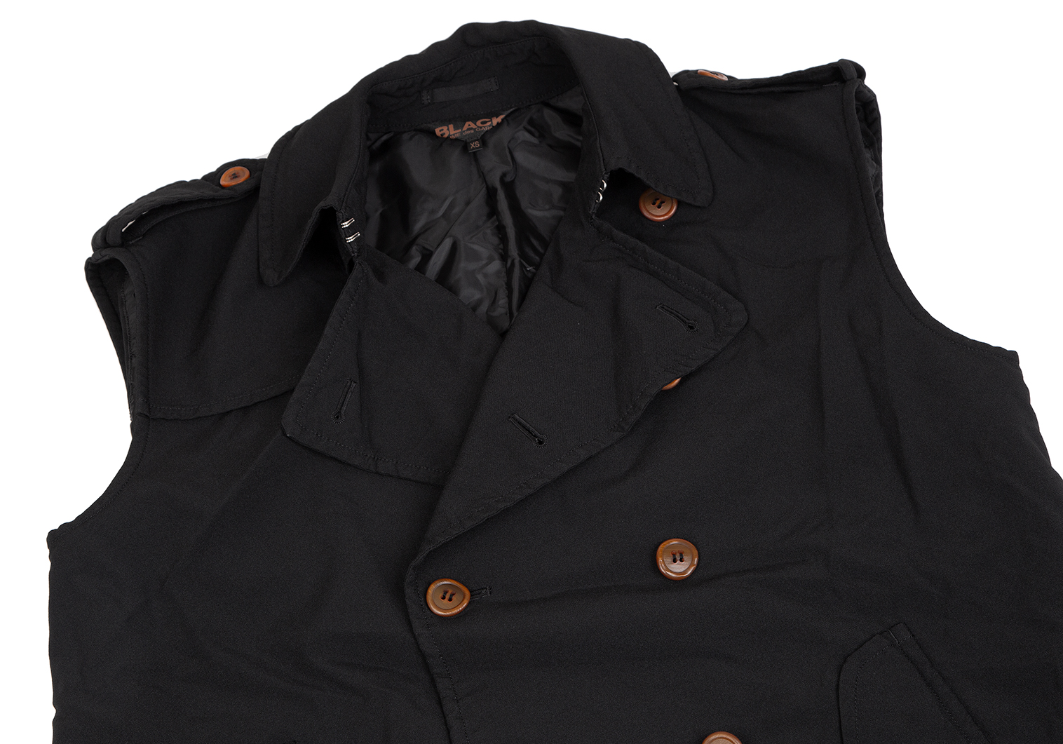 ブラックコムデギャルソンポリエステル縮絨フリル装飾変形ジャケット