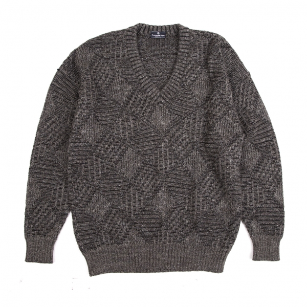 Ermenegildo Zegna Alpaca Blended V-neck Knit Sweater (Jumper) Grey 