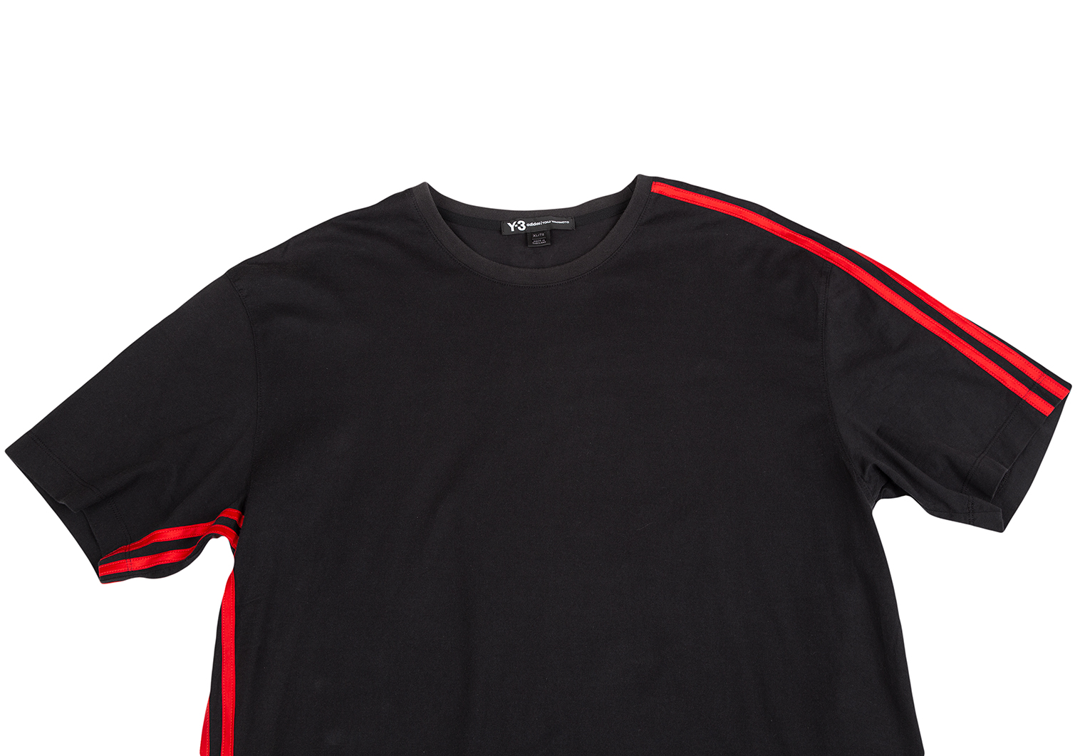 ワイスリーY-3 スリーストライプTシャツ 黒赤XL