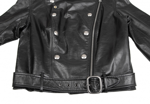 Women's Black Leather Biker Jacket, Black Turtleneck, Black Leggings, Black  Studded Leather Pumps