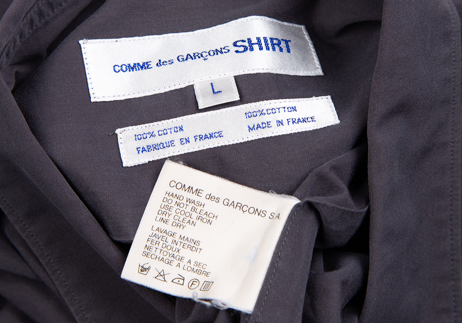 コムデギャルソン シャツCOMME des GARCONS SHIRT パネル切替デザインシャツ グレーL