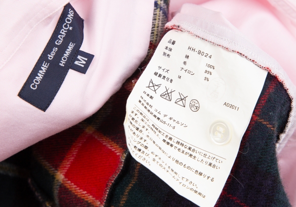 COMME des GARCONS HOMME Wool Check Patchwork Switching Shirt Pink ...