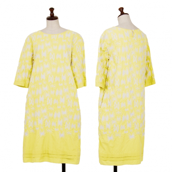 mina perhonen laundry skyflower Butterfly Embroidery Dress Yellow
