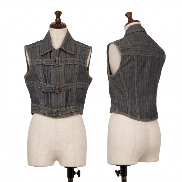 HYSTERIC GLAMOUR KINKY JEANS Belted Vest (Waistcoat) Indigo Free