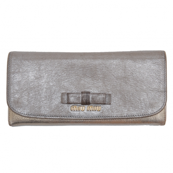 MIU MIU MADRAS BICOLORE Bicolor Ribbon Long Wallet Gold,Silver 