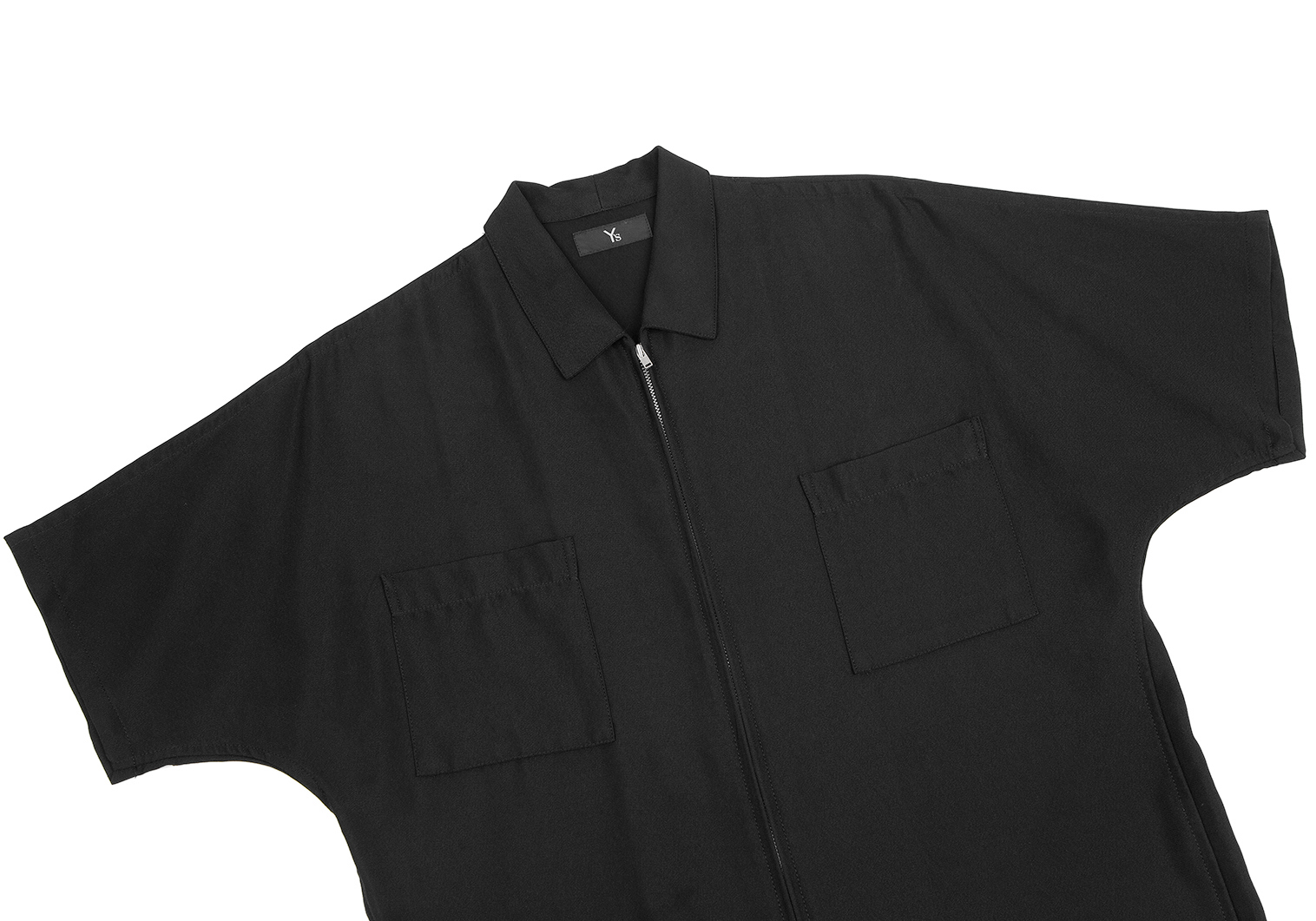 ワイズY's ジップアップドルマンスリーブ半袖シャツ 黒M位
