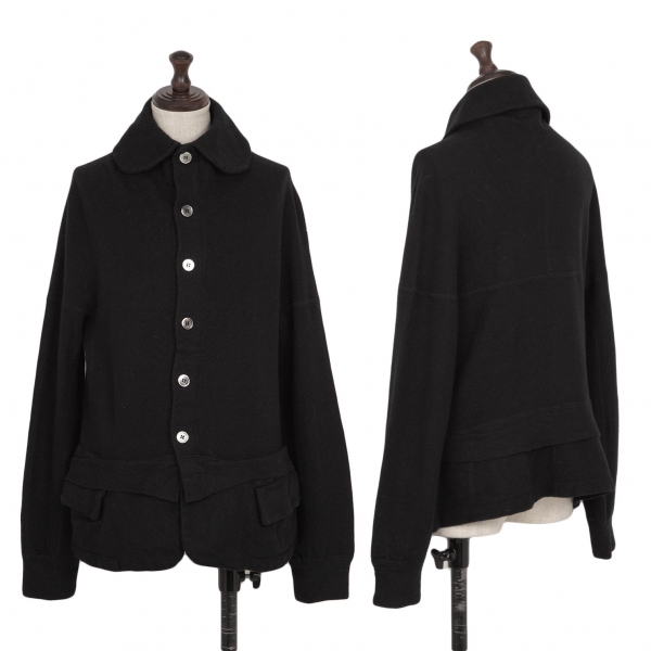 tricot COMME des GARCONS Wool Round Collar Knit Jacket Black