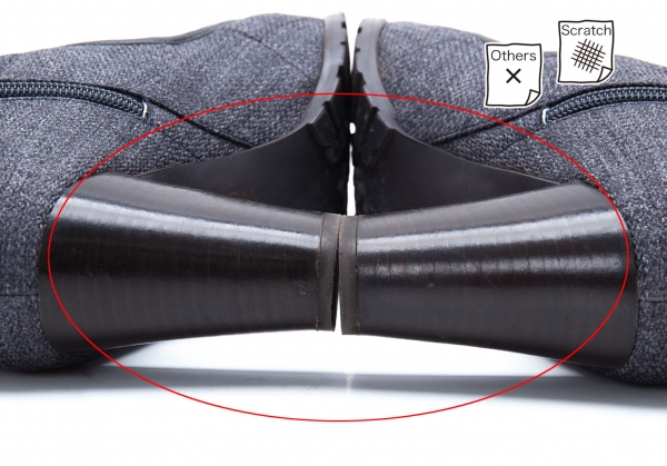 ODETTE E ODILE UNITED ARROWS Belted Tweed Heel Boots Grey US 7.5 