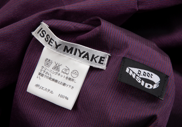 イッセイミヤケISSEY MIYAKE A.POC INSIDE 装飾デザイン細ボーダーノースリーブワンピース 紫2