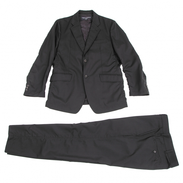 COMME des GARCONS HOMME Wool Tropuckering Jacket & Pants Black M
