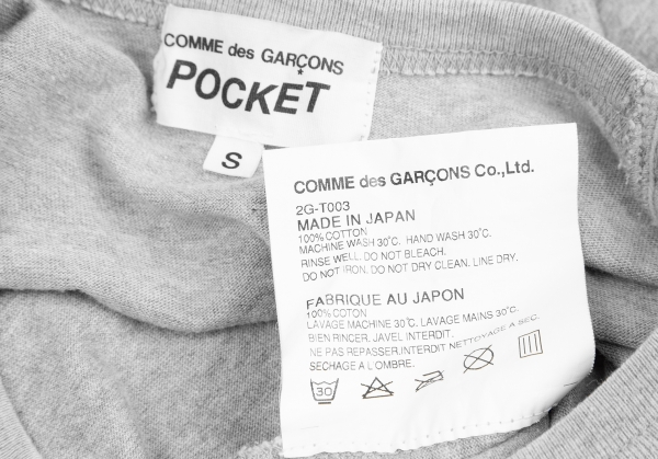 COMME des GARCONS POCKET Pocket Paste T Shirt Grey S | PLAYFUL