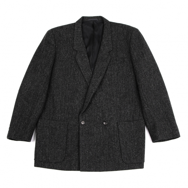 COMME des GARCONS HOMME Wool Nylon Herringbone Double Jacket Grey