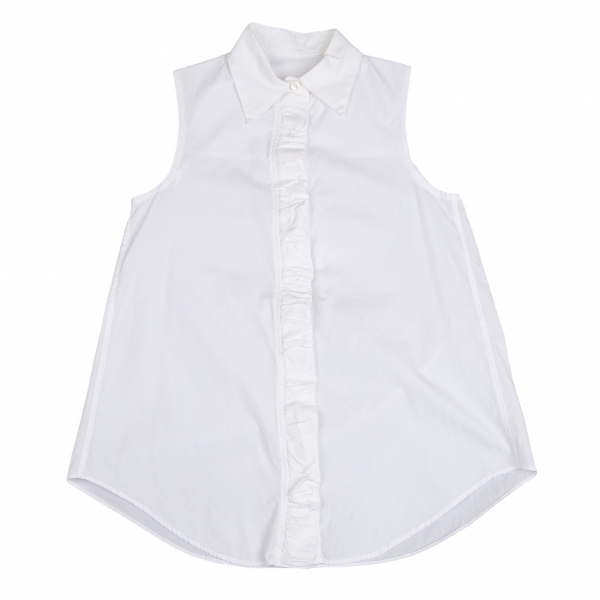 LIMI feu Gathered Placket Design Sleeveless Shirt White S | PLAYFUL