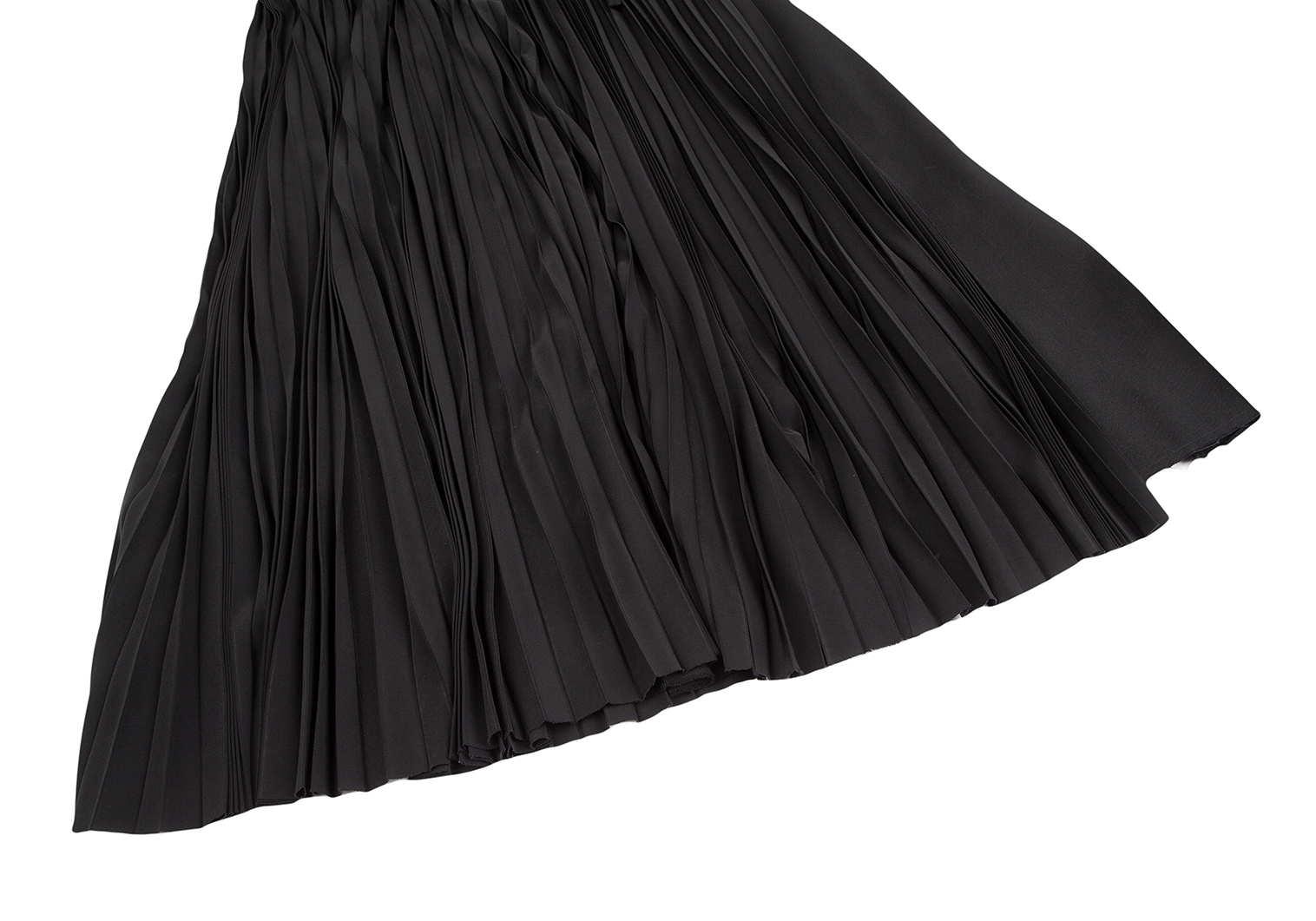 ワイズY's 異素材切替プリーツラップスカート 黒1