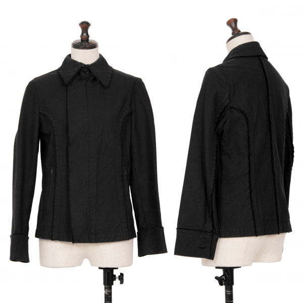 tricot COMME des GARCONS Washed Cotton Zip Blouson Black S | PLAYFUL