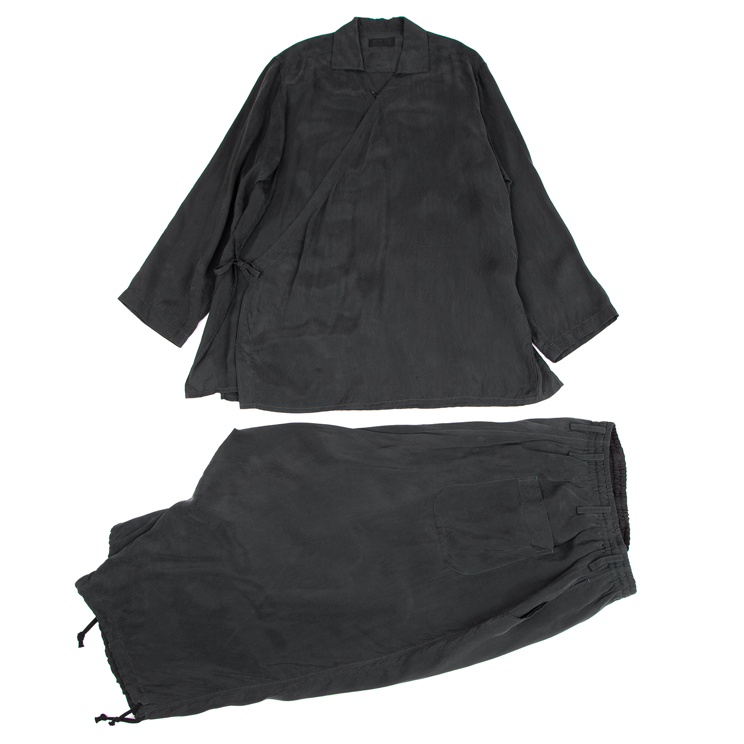 90s~ 切替 キュプラレーヨン ブラック オーバーサイズ デザインシャツ
