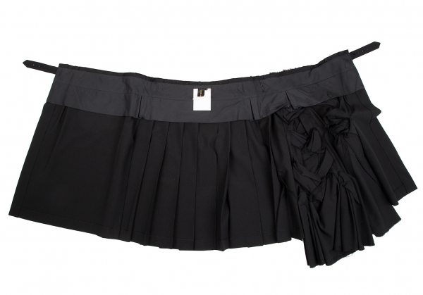 COMME des GARCONS Wool Woven Pleated Wrap Skirt Black S | PLAYFUL