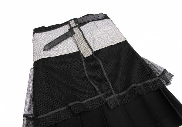 COMME des GARCONS Mesh Layered Pleats Wrap Skirt Black S | PLAYFUL
