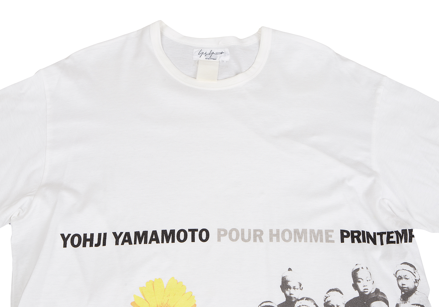 ヨウジヤマモト プールオムYohji Yamamoto POUR HOMME 花と少年期 プリントTシャツ 白他M