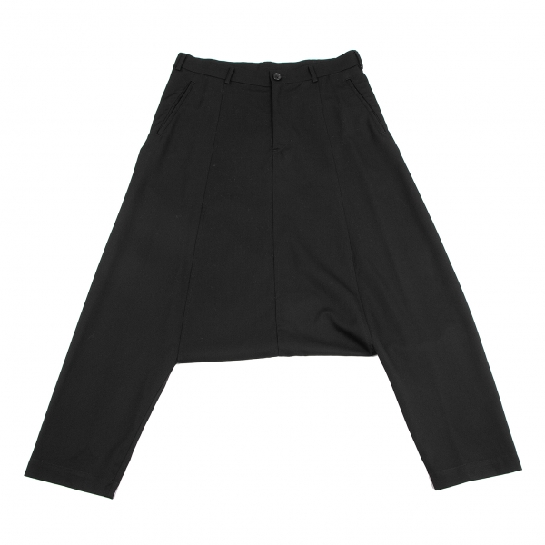 Black Comme Des Garçons drop-crotch wool trousers