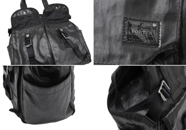 PORTER Coated Nylon Pocket Design Tote Bag Black | PLAYFUL