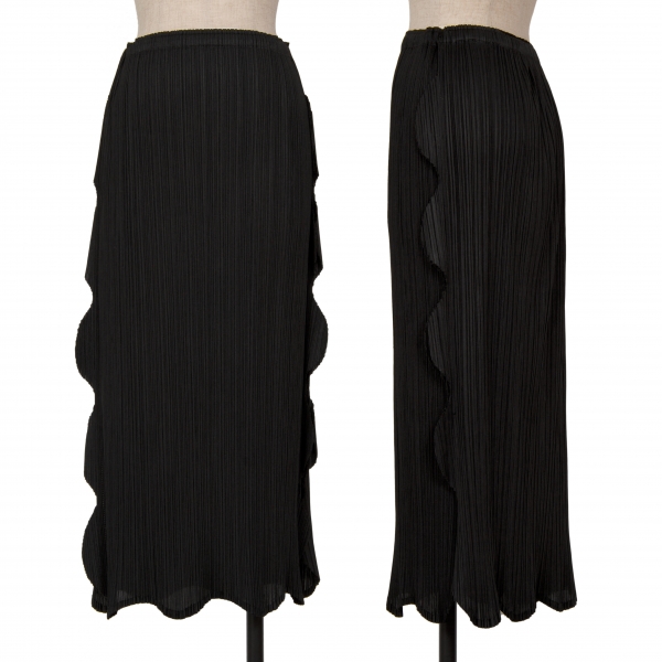 PLEATS PLEASE Wave Cut Design Pleated Skirt Black 2 | PLAYFUL