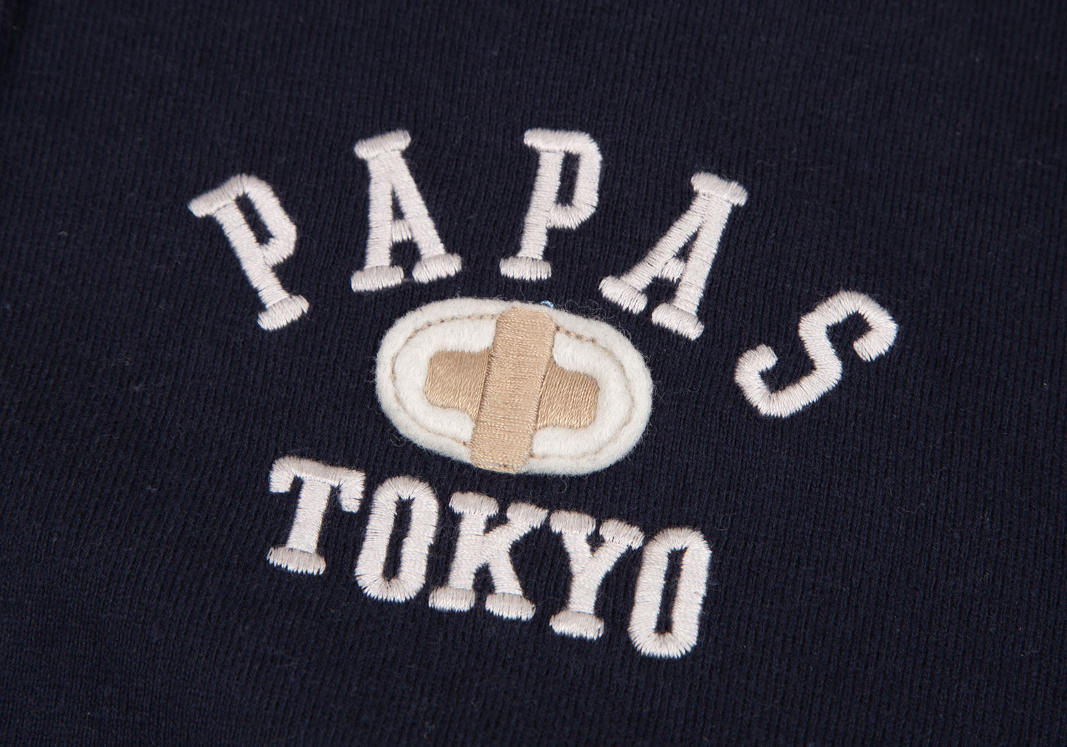 パパスプラスPapas+ ジャパンファブリックダブルジップパーカー 紺M