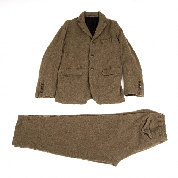 COMME des GARCONS HOMME DEUX Fulling Wool Jacket & Pants Brown S M
