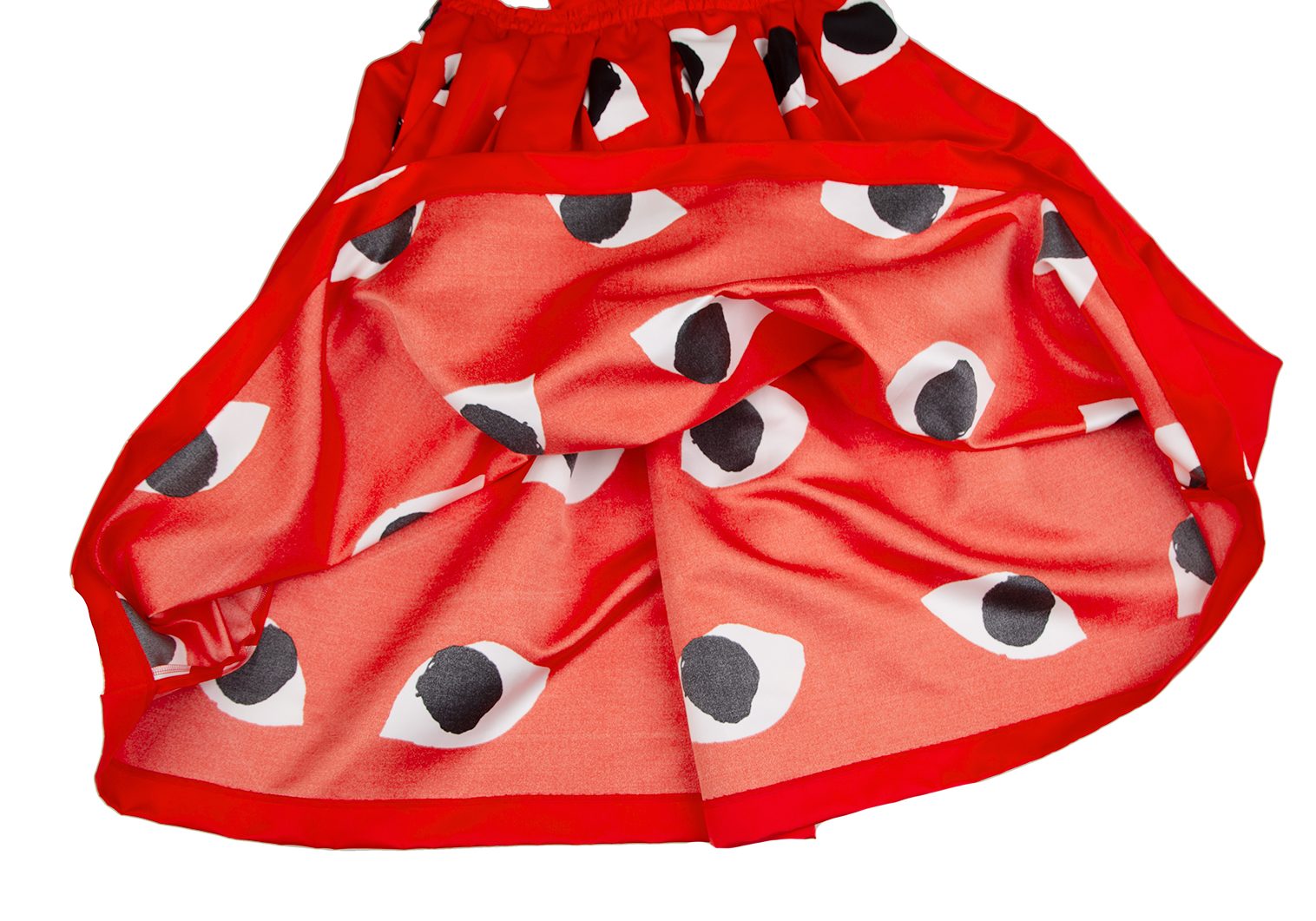 コムデギャルソンCOMME des GARCONS アイプリント吊りスカート 赤S