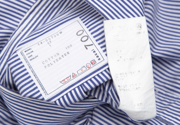sacai Hem String Striped Long Sleeve Shirt Blue,White 1 | PLAYFUL