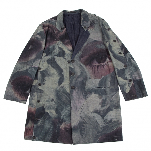 Yohji Yamamoto POUR HOMME Eye Print Button Design Denim Jacket 