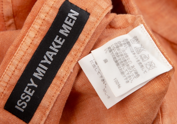 ISSEY MIYAKE MEN Linen Bias Switching Short Sleeve Shirt Orange 2 | PLAYFUL