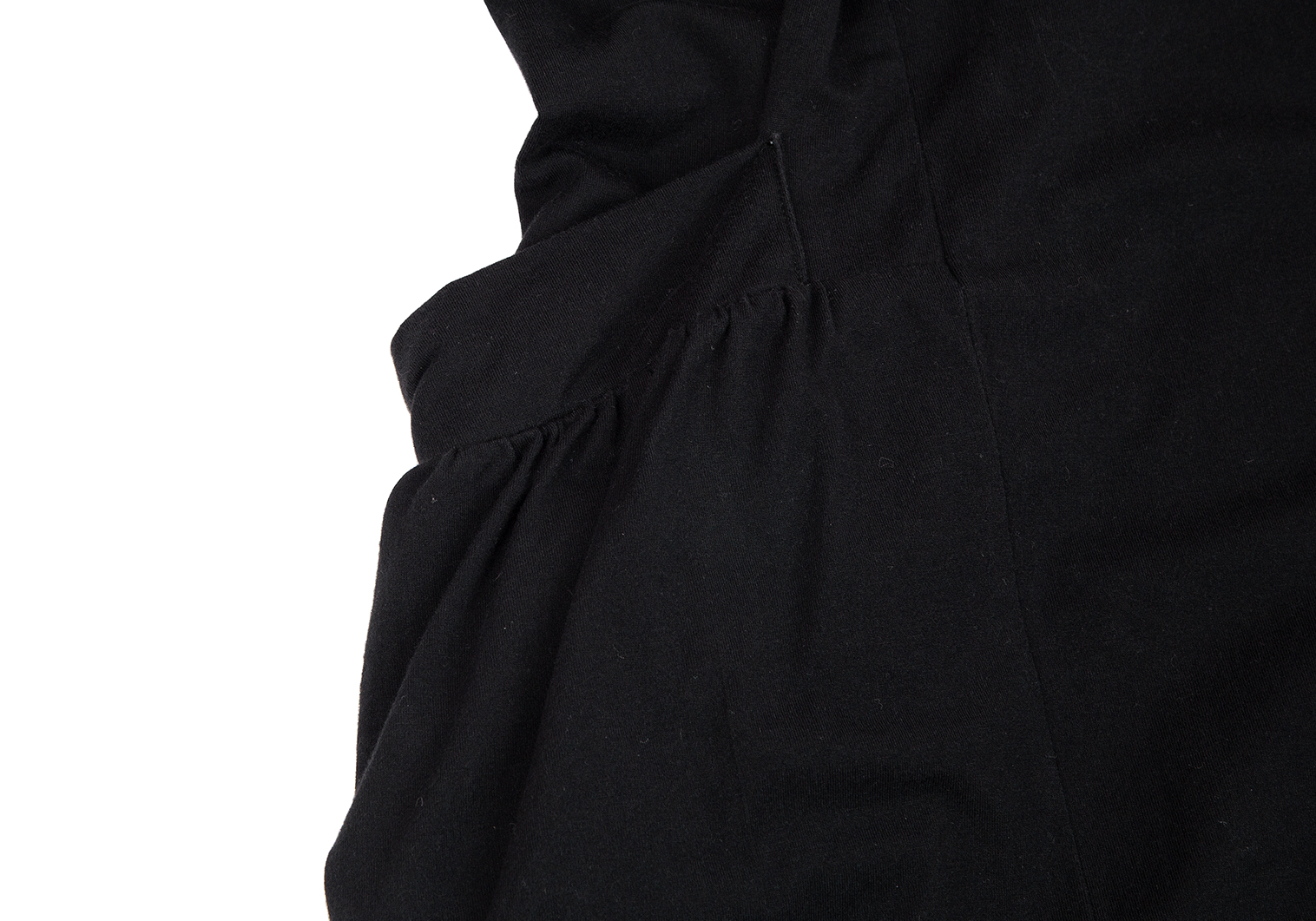 リミフゥLIMI feu サイドギャザーポケットデザイン七分袖ワンピース 黒S