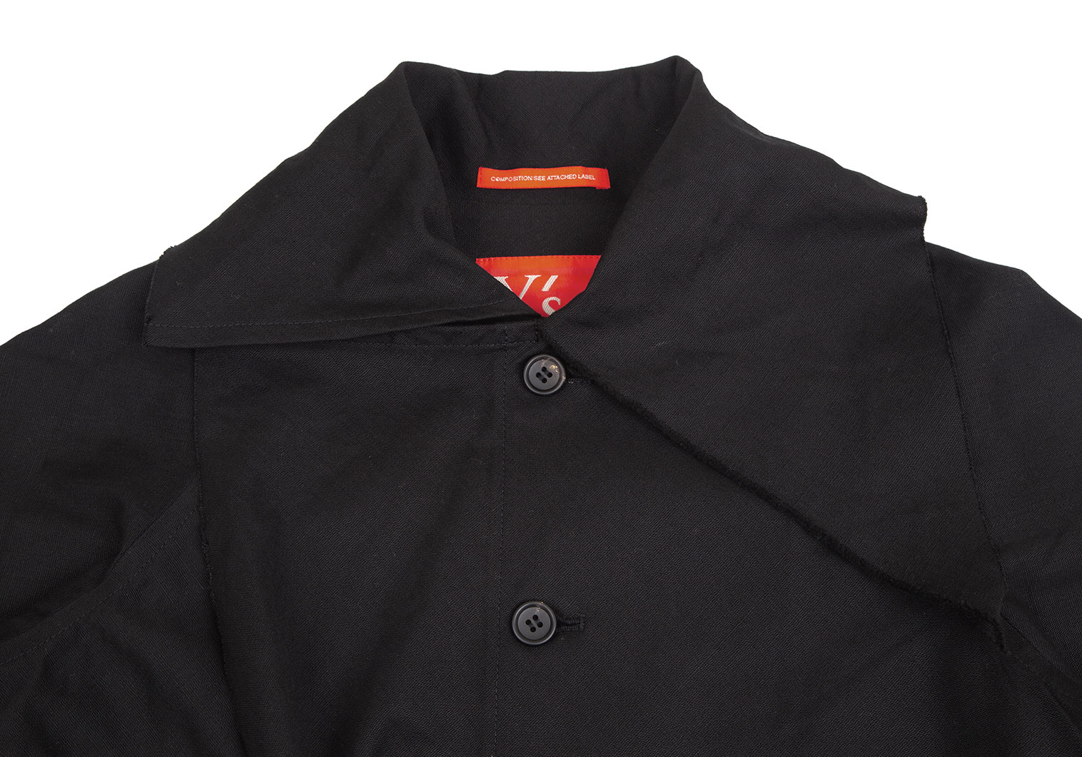 ワイズY's 赤ラベル 前立てデザインベルテッドコート 黒2