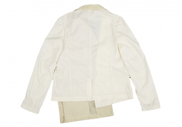 Y's Dyed Asymmetric Layered Design Jacket Cream 2 | PLAYFUL