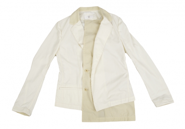 Y's Dyed Asymmetric Layered Design Jacket Cream 2 | PLAYFUL