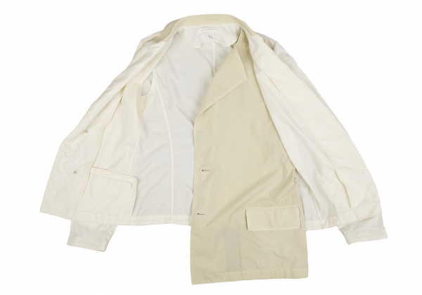 Y's Dyed Asymmetric Layered Design Jacket Cream 2 | PLAYFUL