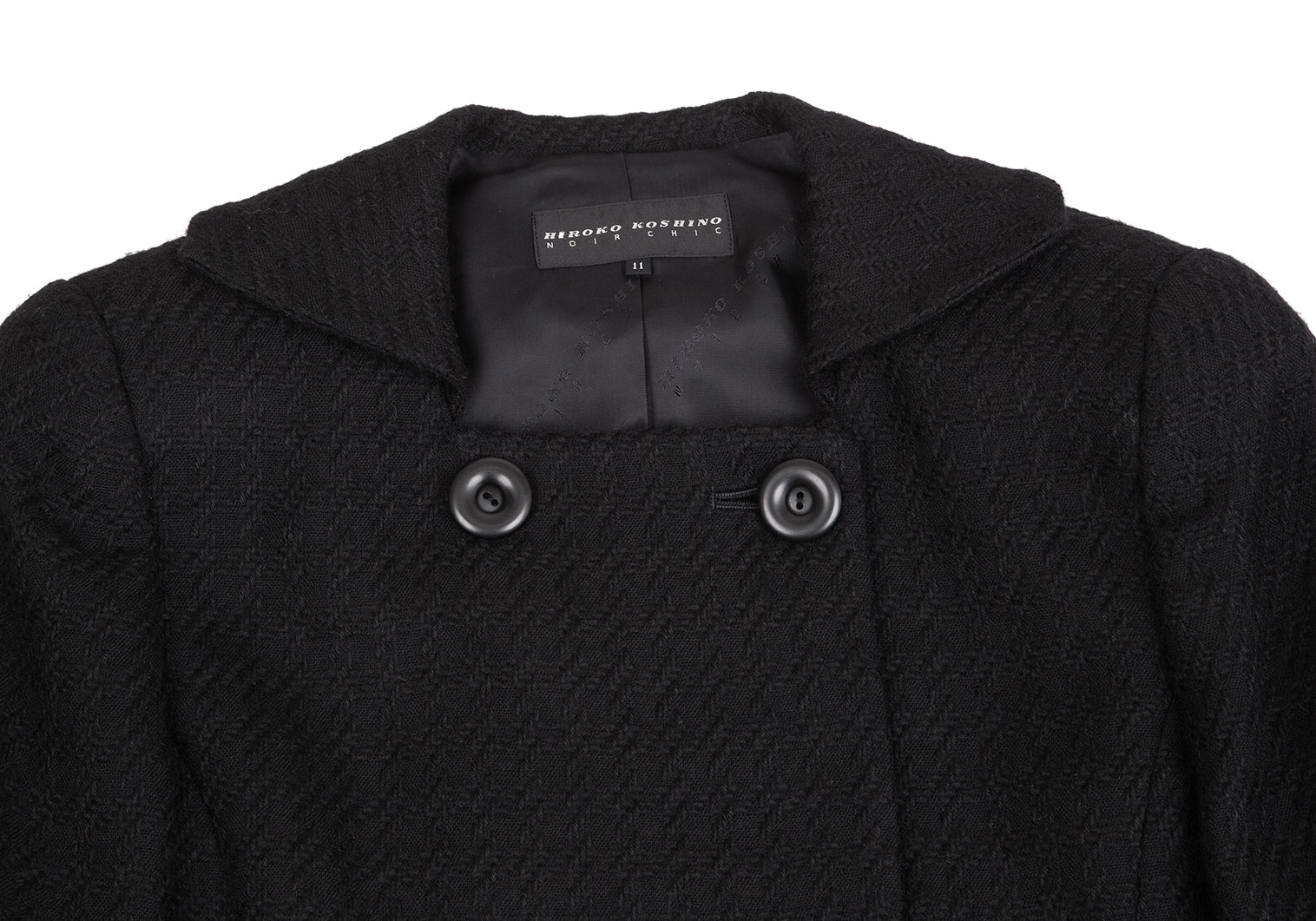 ヒロココシノHIROKO KOSHINO ウールチェック織りセットアップスーツ 黒11