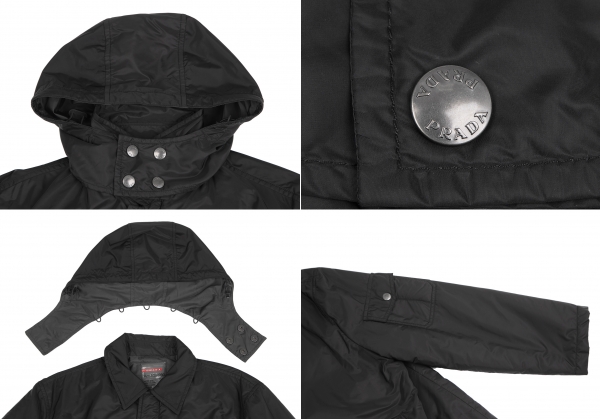 PRADA SPORT Nylon Hooded Coat Black L | PLAYFUL
