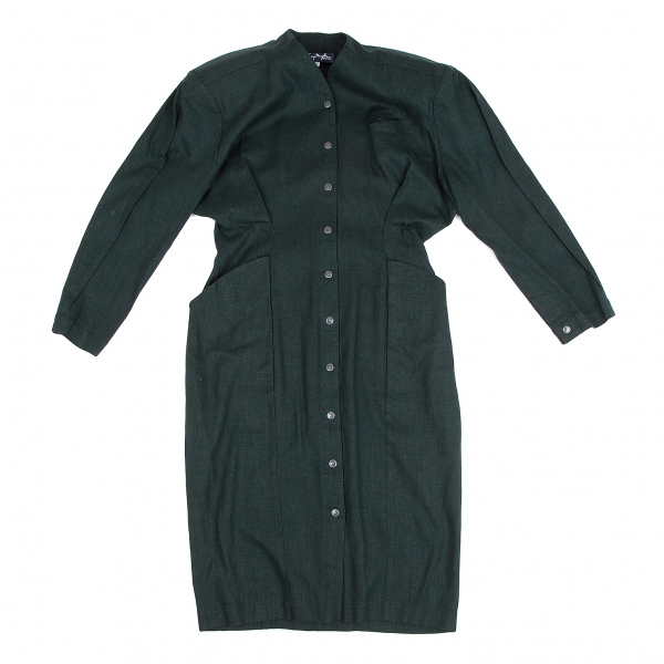 Thierry Mugler Collarless Jacket Dress (Jumper) Forest green 9A3 ...